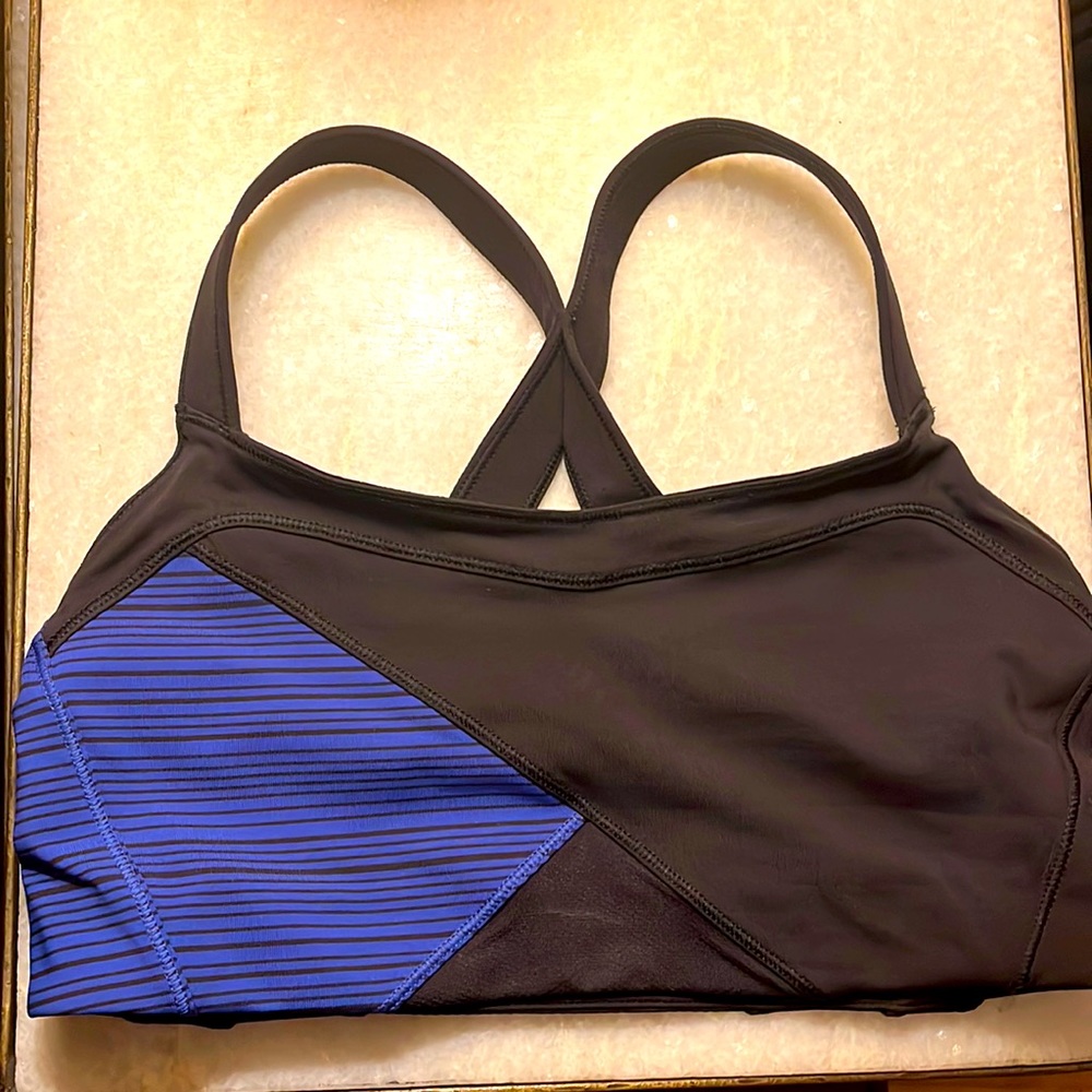 Lululemon black and blue sports bra, size 6